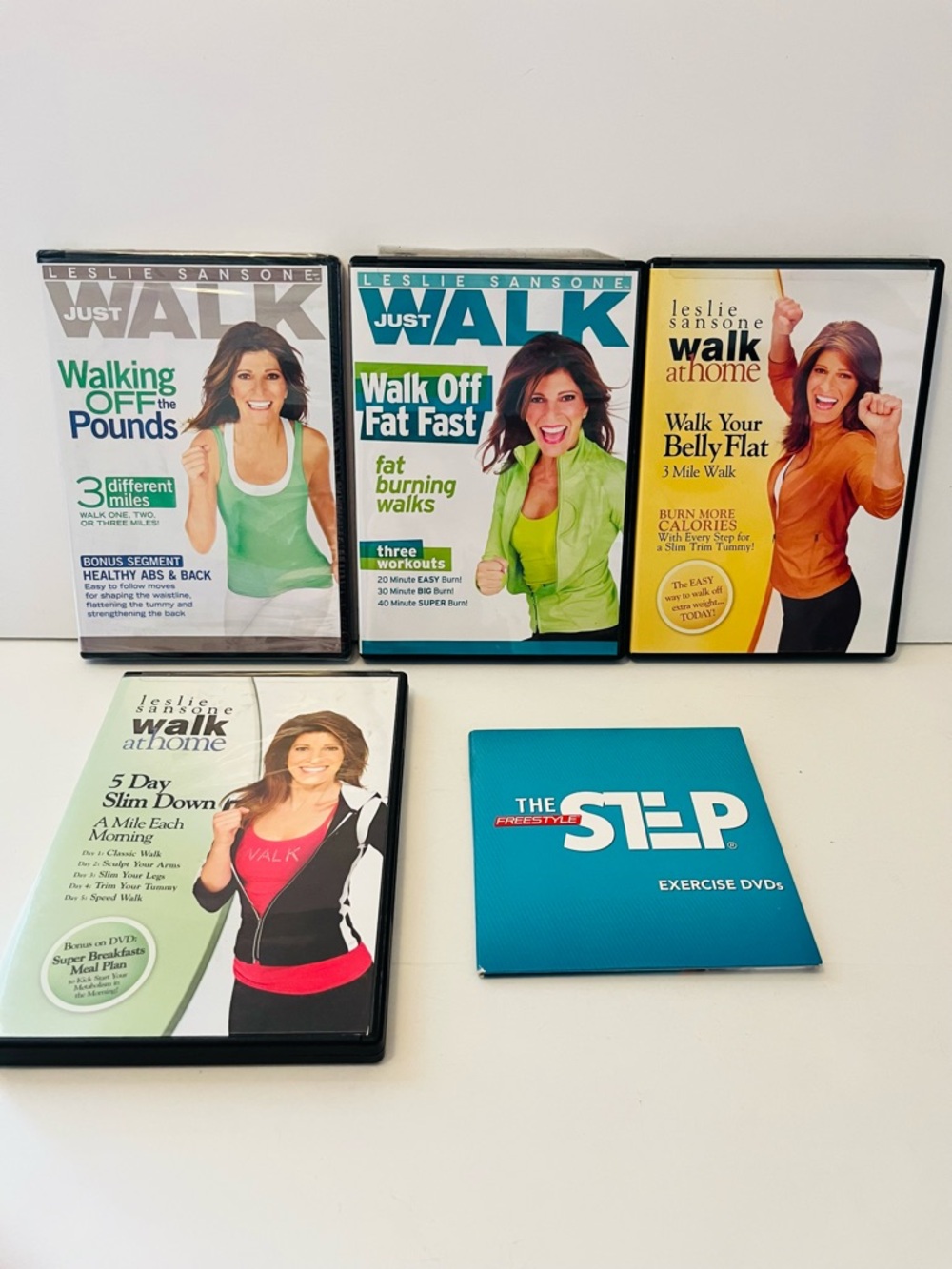 Leslie Sansone Just Walk at Home Lot of 4 DVDs + The Step Freestyle Exercise DVD
